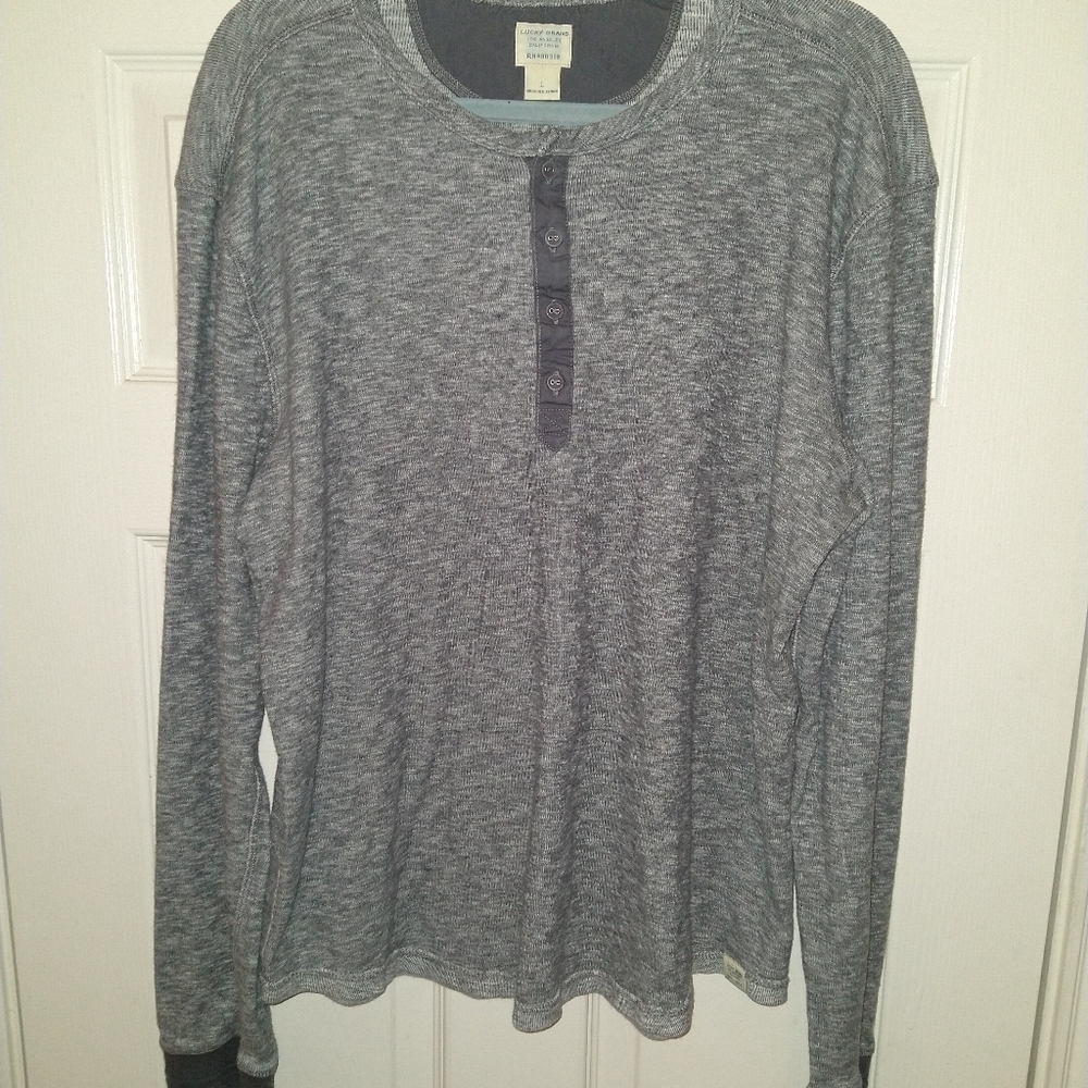 Lucky Brand Los Angeles California Long Sleeve Henley Shirt Men's sz Large.